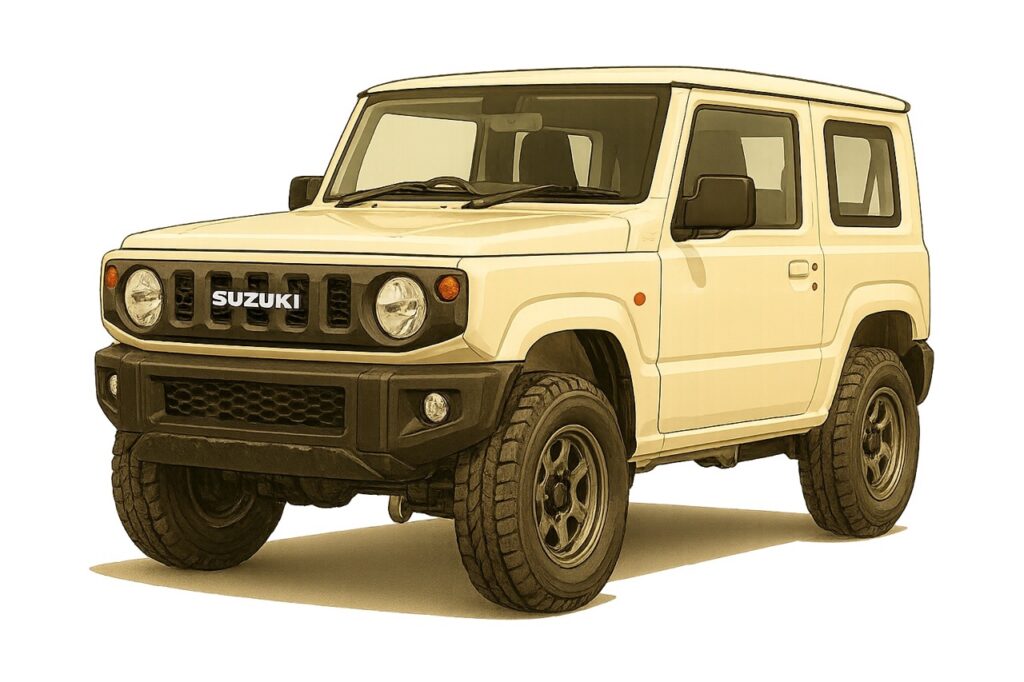 スズキ ジムニー JB64 シフォンアイボリーメタリック｜コンパクト4WD軽SUVのフロントビュー